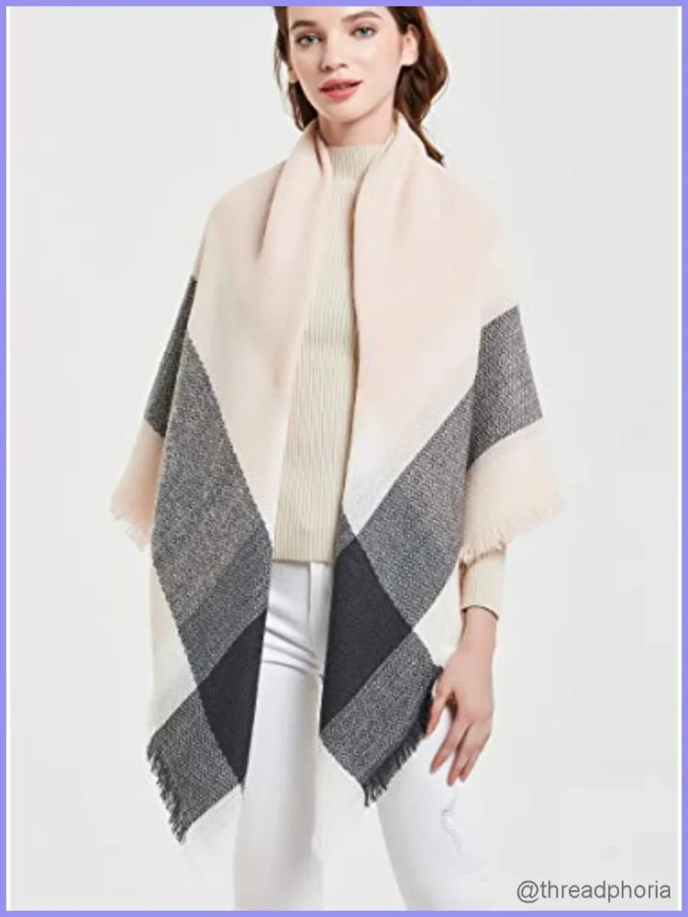 Wool Knit Square Scarf Shawl Wrap 55x55 Women Winter
